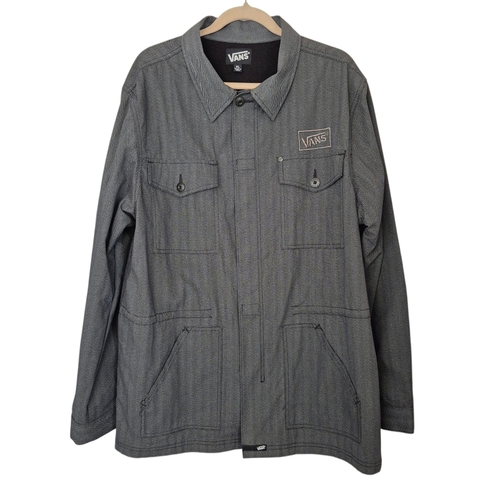 Vans Drill Chore Coat Gray Herringbone Cotton With Fleece Lining